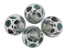 Four Vintage Georges Briard Double Old Fashioned Glasses in the Seascape Pattern