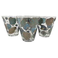 Four Vintage Georges Briard Double Old Fashioned Glasses in the Seascape Pattern