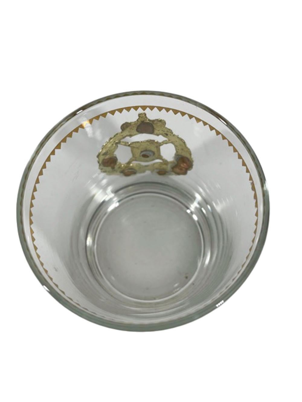 20th Century Four Vintage Georges Briard Rocks Glasses with Applied Gilt Metal Coats-of-Arms