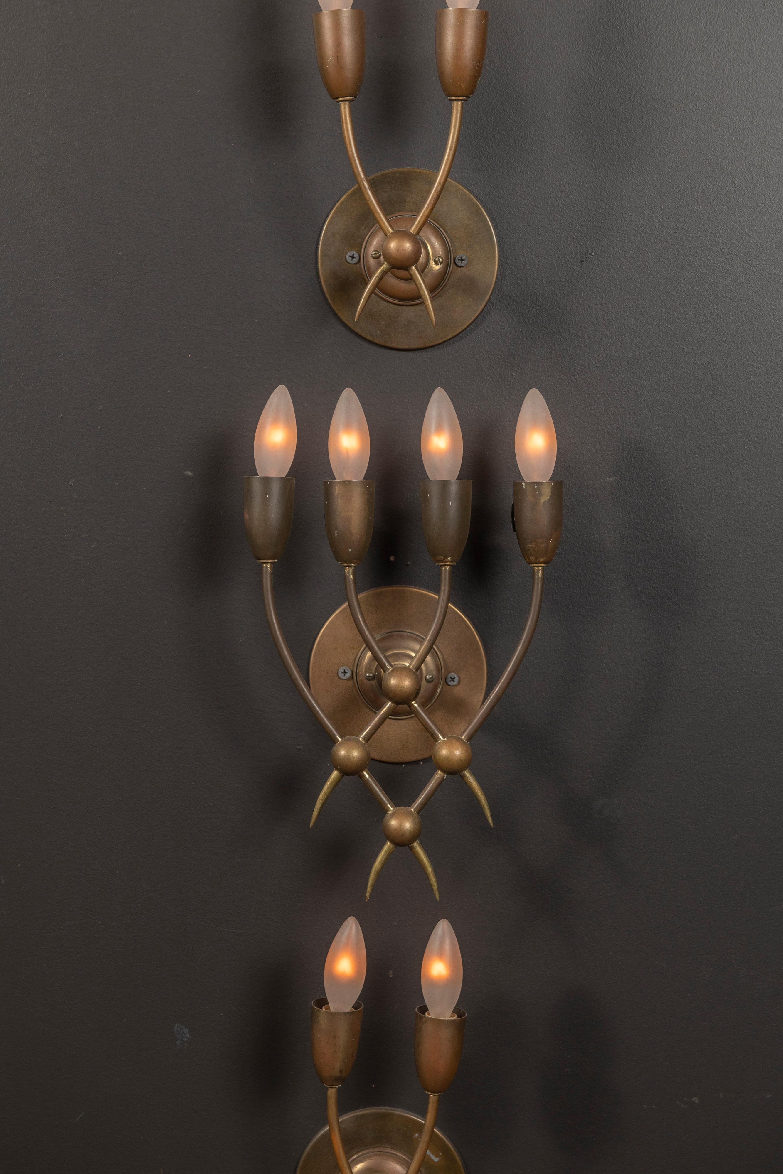 Mid-Century Modern Two Vintage Guglielmo Ulrich Sconces with Four Lights Each For Sale
