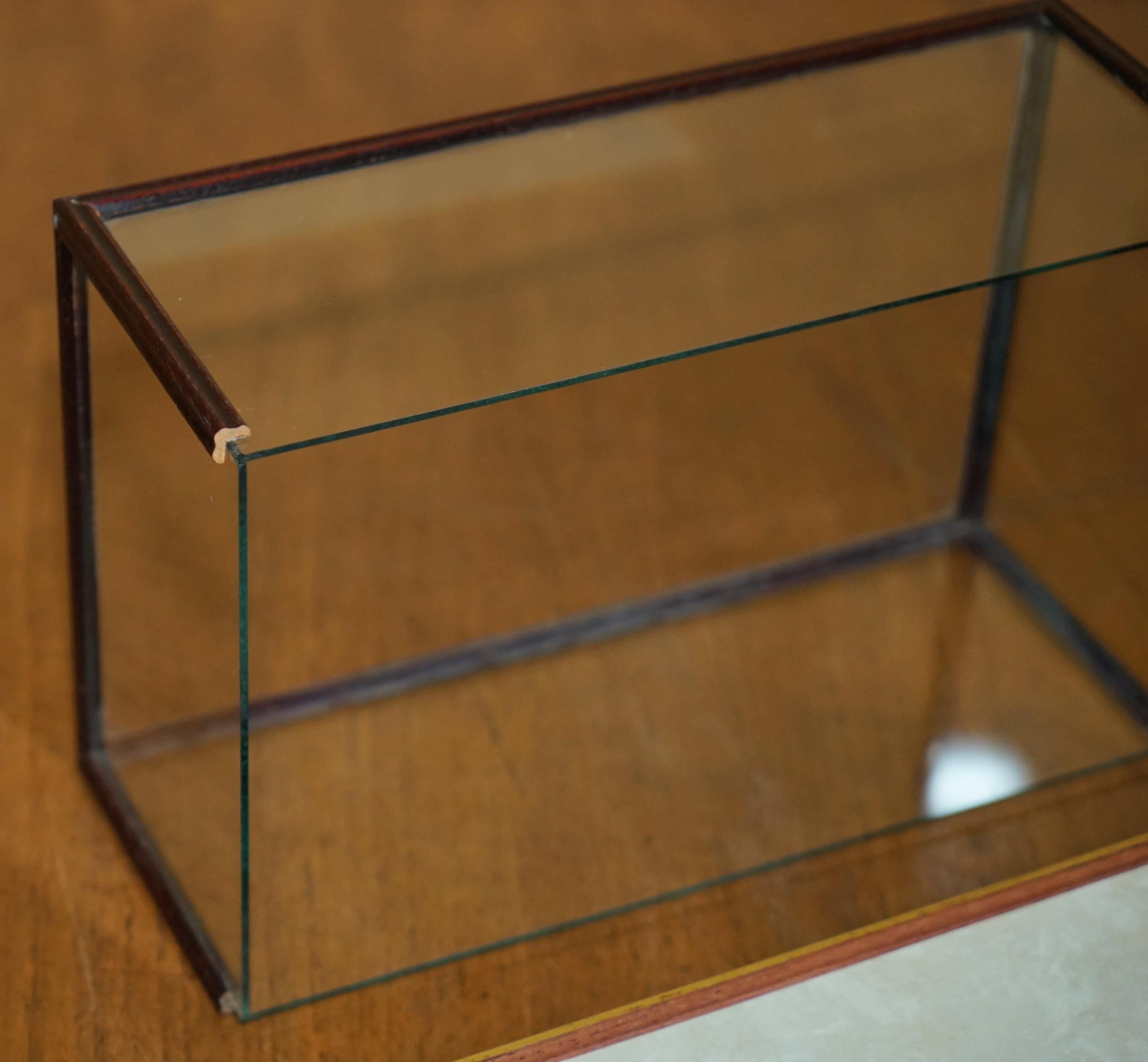 FOUR VINTAGE HARDWOOD & GLASS TABLE TOP DISPLAY CASES FOR TRiNKETS 21X32X15CM For Sale 4