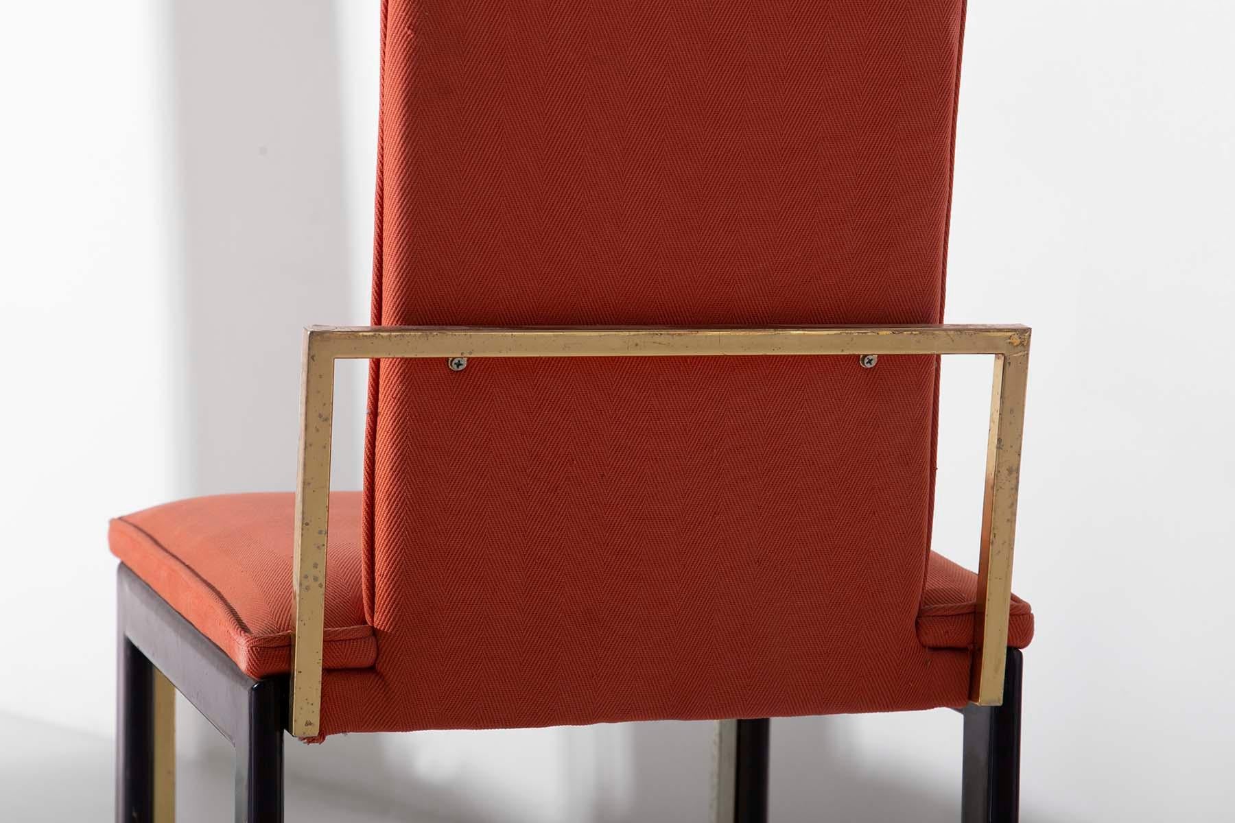 Métal Quatre chaises italiennes vintage en tissu et métal en vente