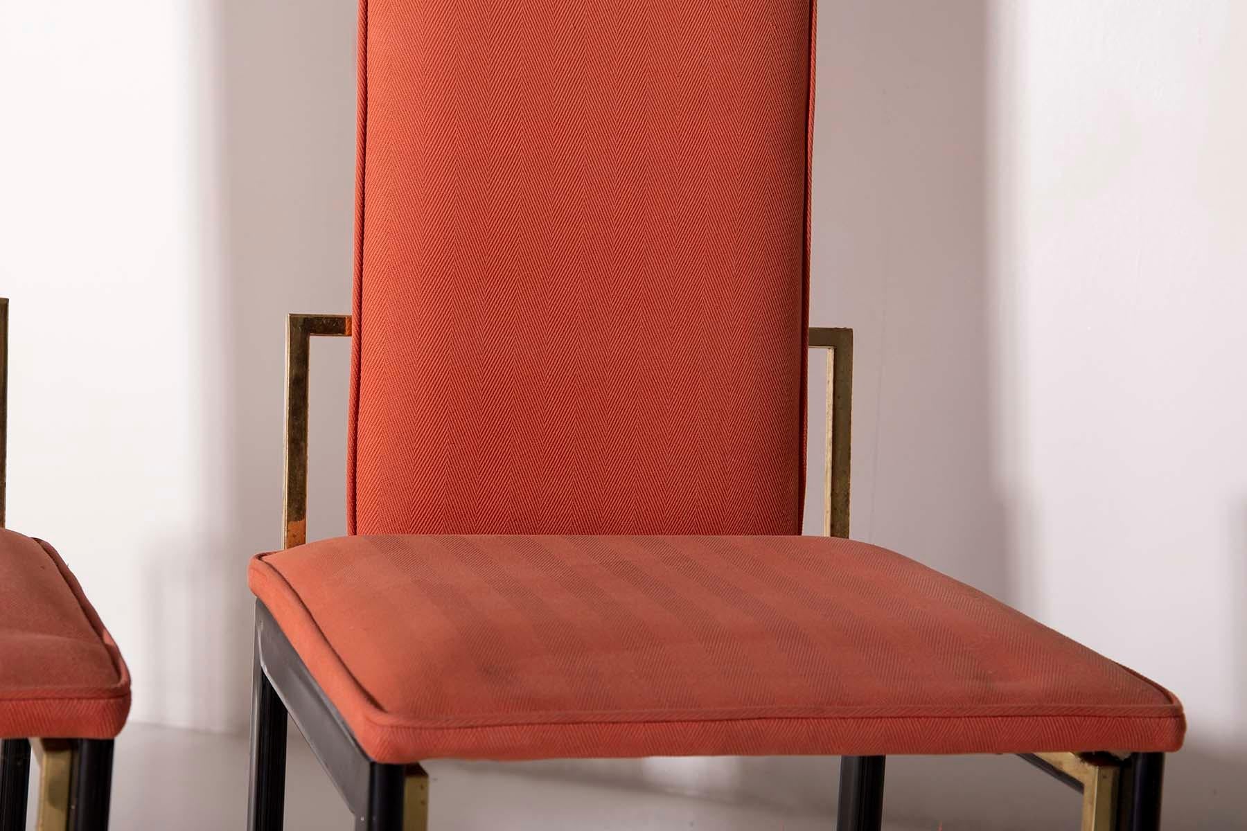 Quatre chaises italiennes vintage en tissu et métal en vente 1