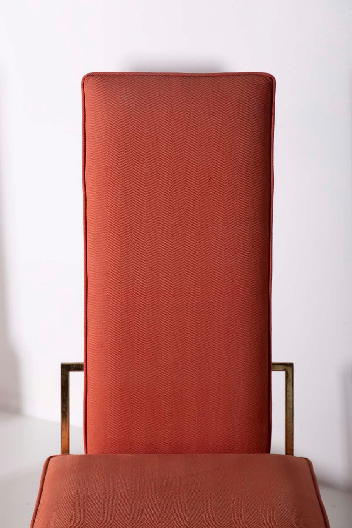 Four Vintage Italian Chairs in Fabric and Metal 3