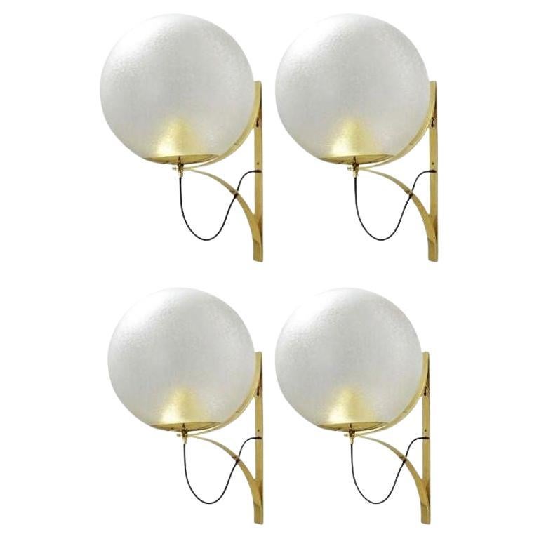 Vier italienische Vintage-Leuchten mit klaren Murano-Kugeln im Stil von Seguso, 1960er Jahre im Angebot