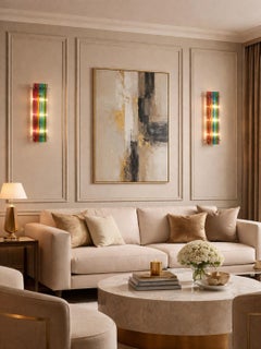 Four Vintage Italian Wall Sconce, Multi-Color Triedri Venini Style Murano, 1990s