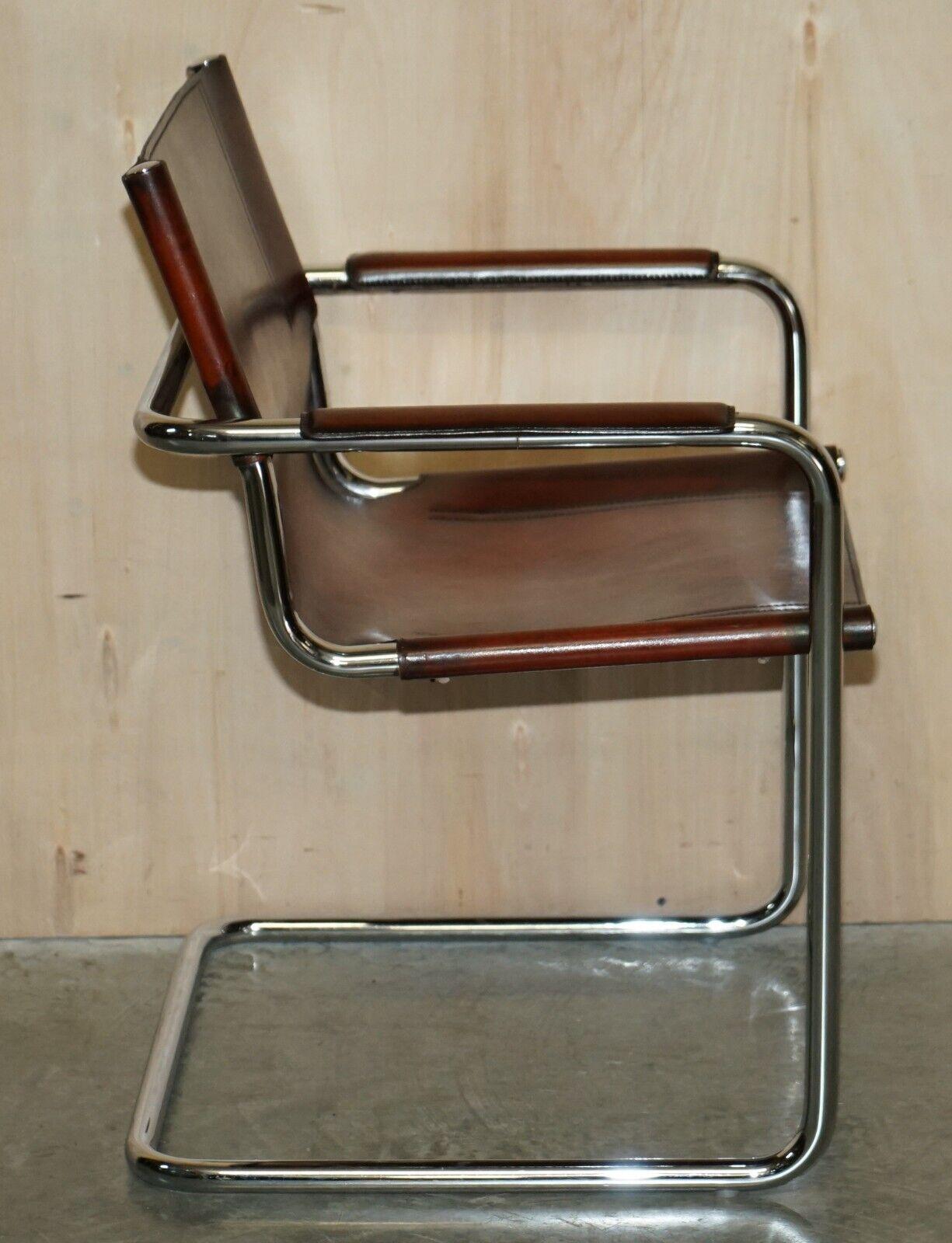 Quatre fauteuils Vintage Matteo Grassi MG5 Marcel Breuer Cognac Brown en cuir 4 en vente 1