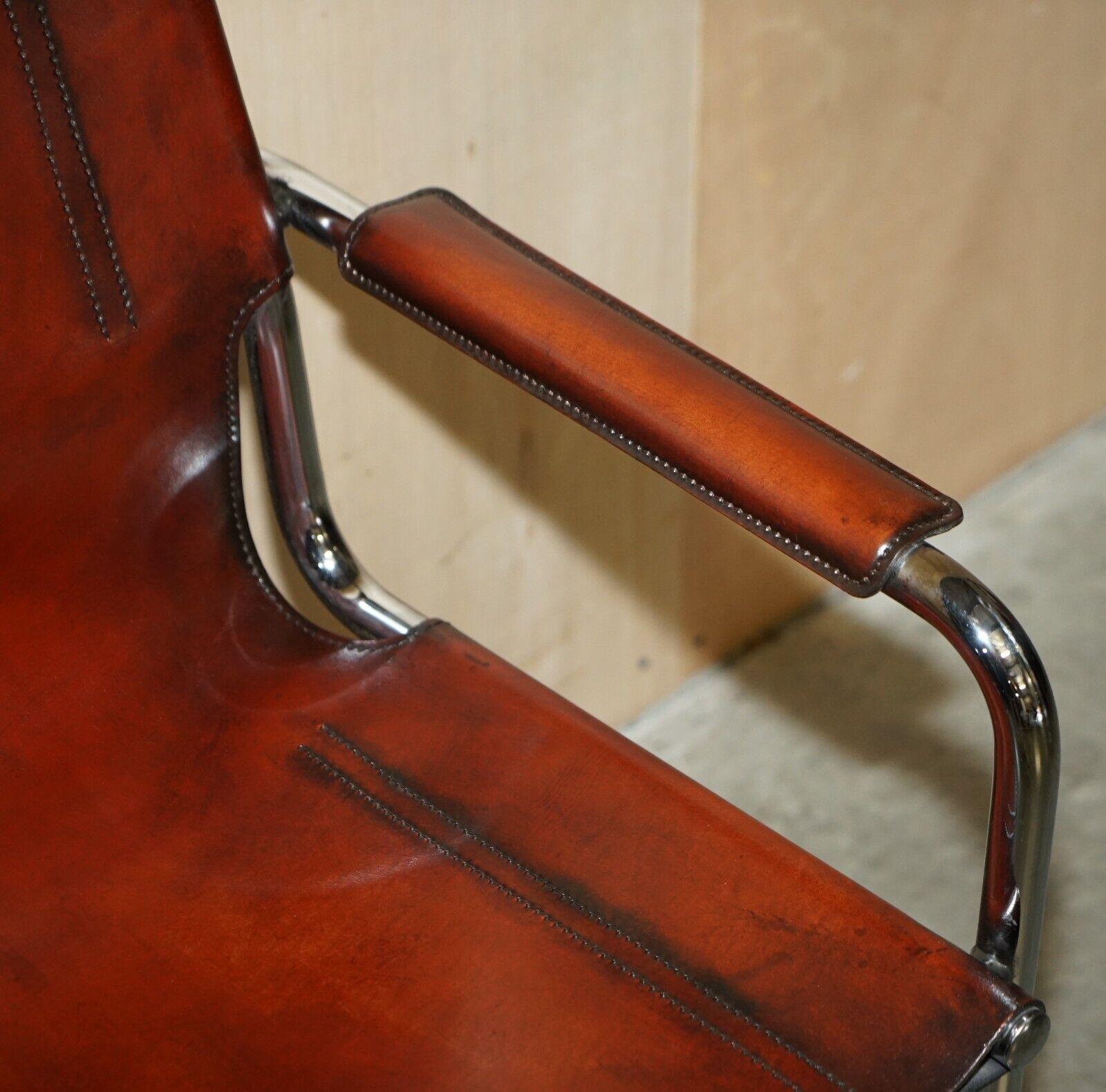 Vier Vintage Matteo Grassi MG5 Marcel Breuer Cognac Brown Leder Sessel 4 (Ende des 20. Jahrhunderts) im Angebot