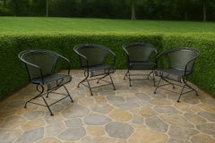 Four Vintage Meadow Craft Floral and Leaf Coil Spring Chairs