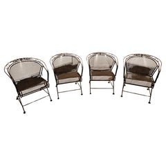 Four Vintage Meadow Craft Floral and Leaf Coil Spring Chairs