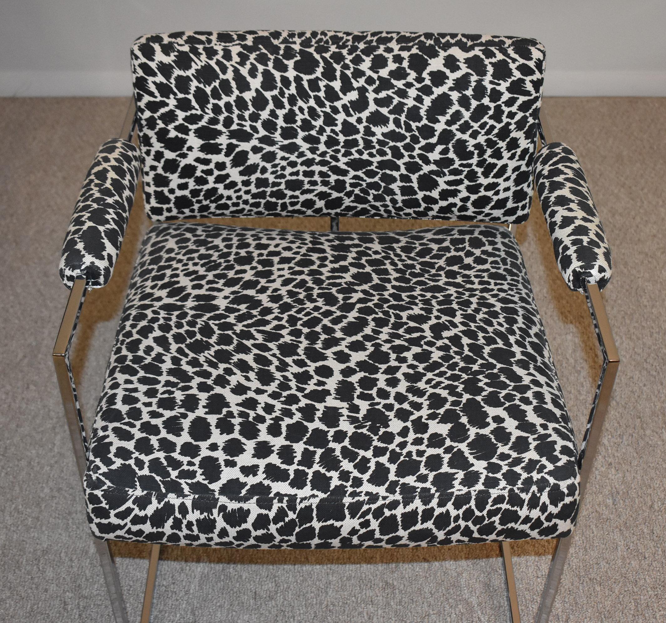 Four Vintage Milo Baughman Tubular Chrome & Fabric Dining Chairs 1