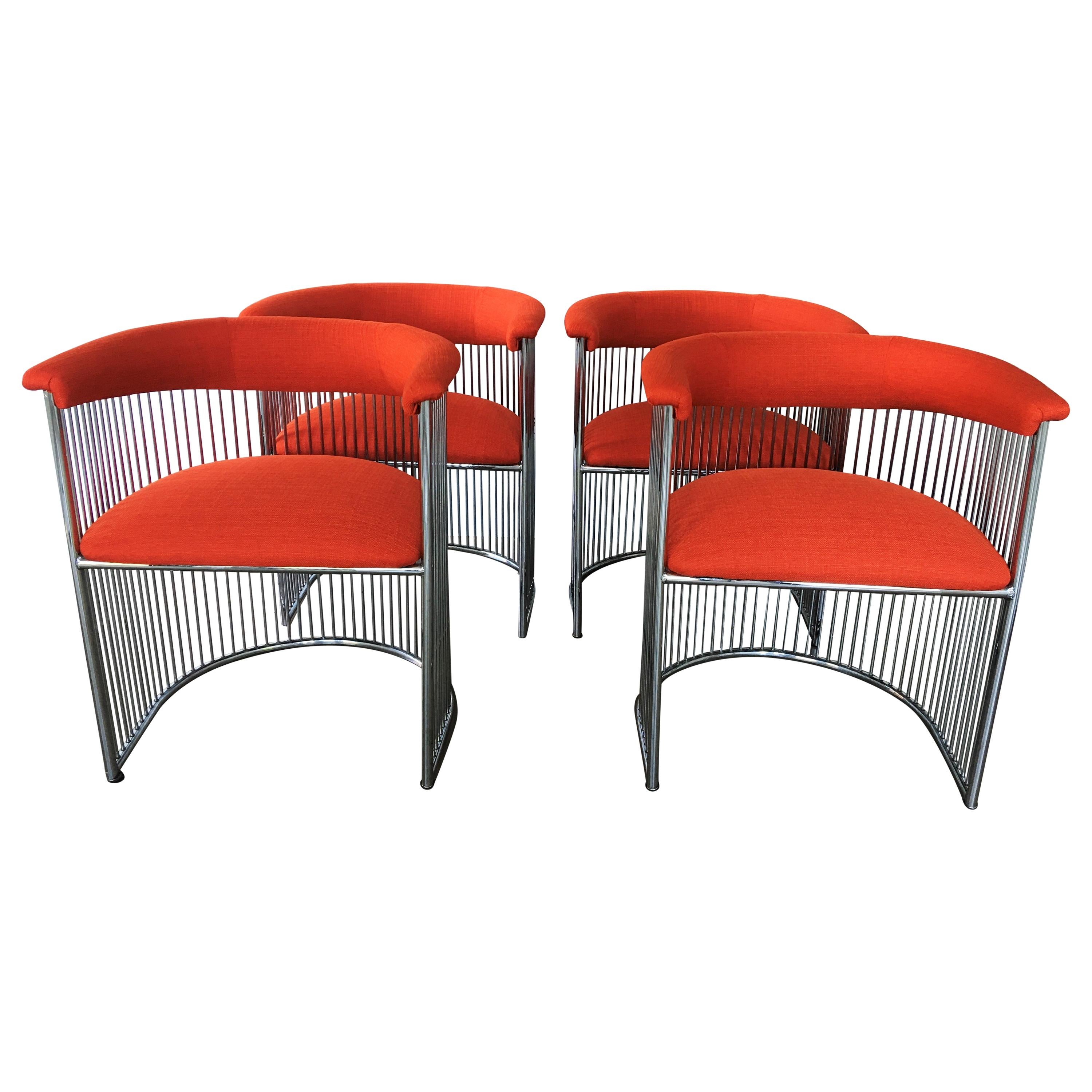 Four Vintage Modern Warren Platner Style Dining Chairs