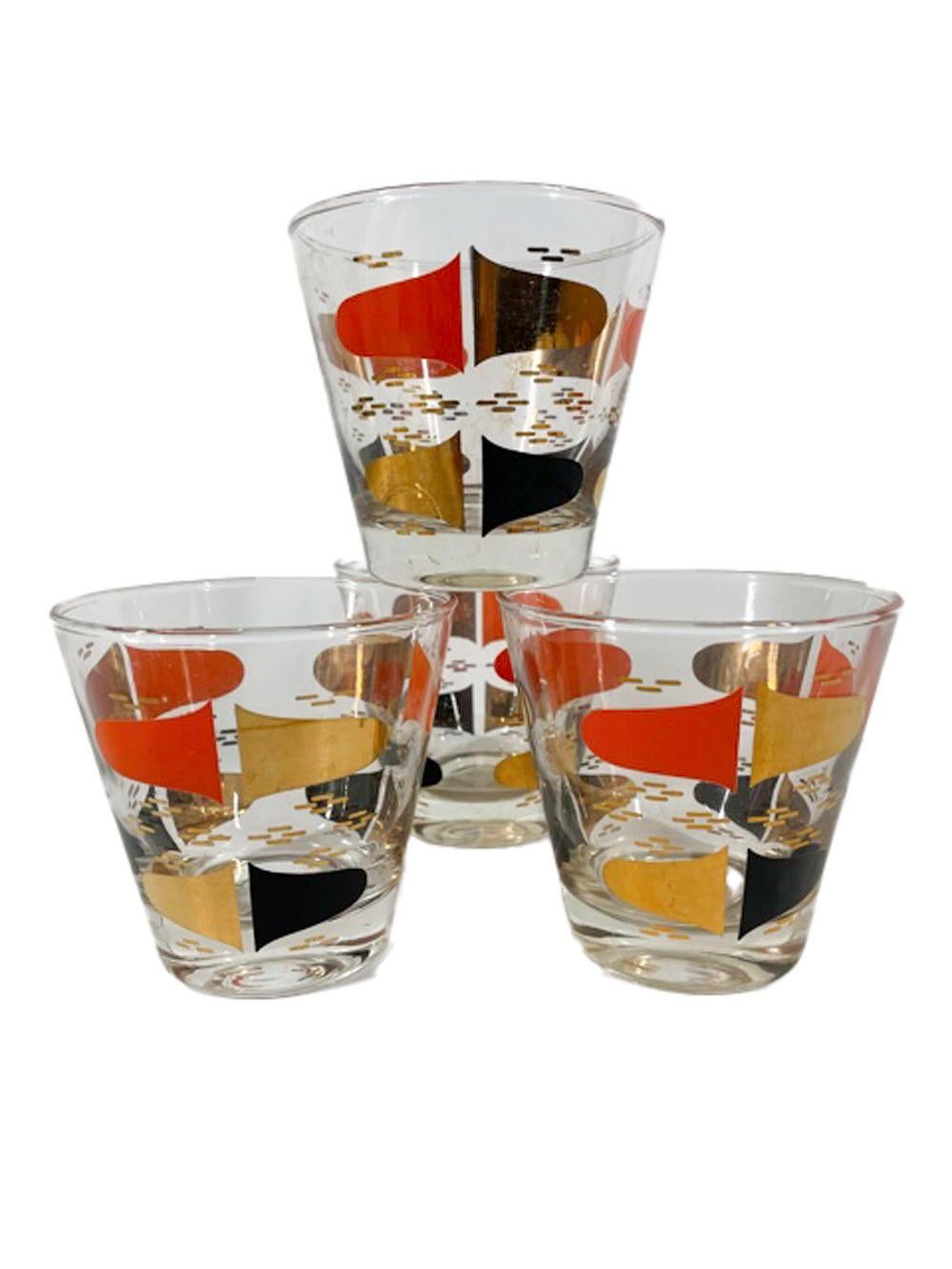 Four Vintage Old Fashioned Glasses in the Atomic Style In Good Condition For Sale In Nantucket, MA