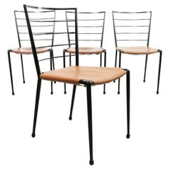 Four Vintage Robert Heal Ladderax Midcentury Steel and Leather Dining Chairs