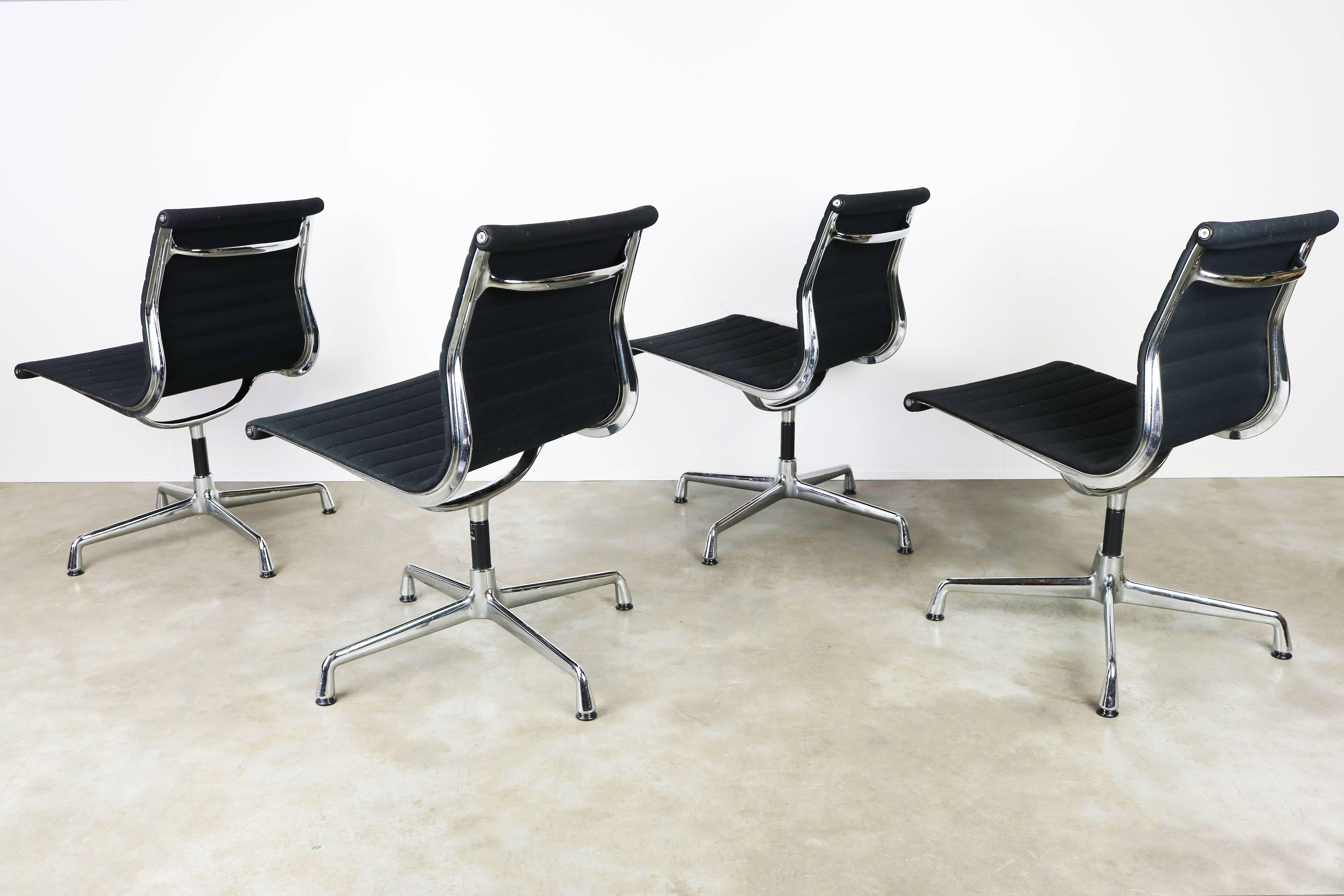 Mid-Century Modern Four Vintage Swivel Charles and Ray Eames Chairs by Vitra Herman Miller Black