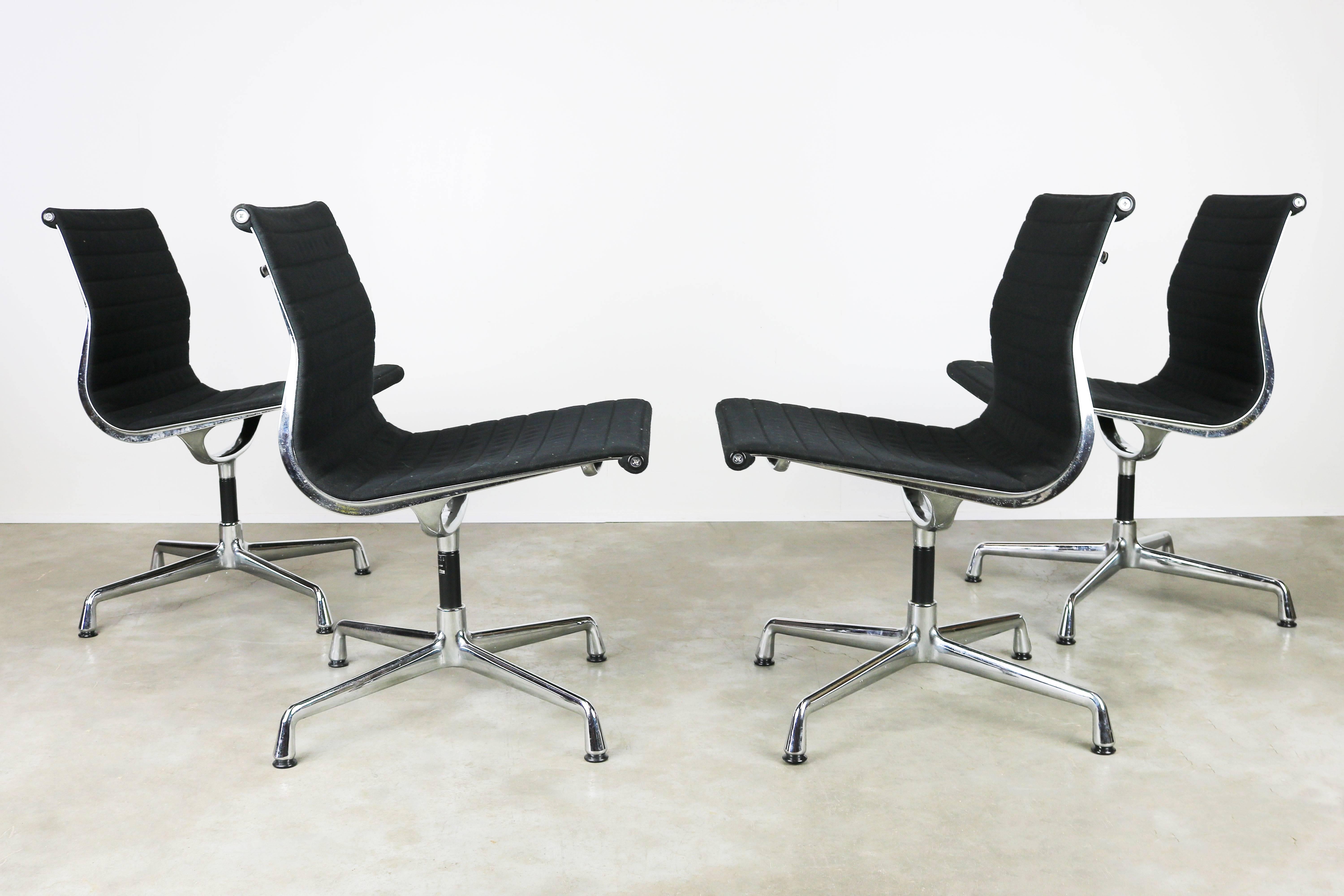 American Four Vintage Swivel Charles and Ray Eames Chairs by Vitra Herman Miller Black