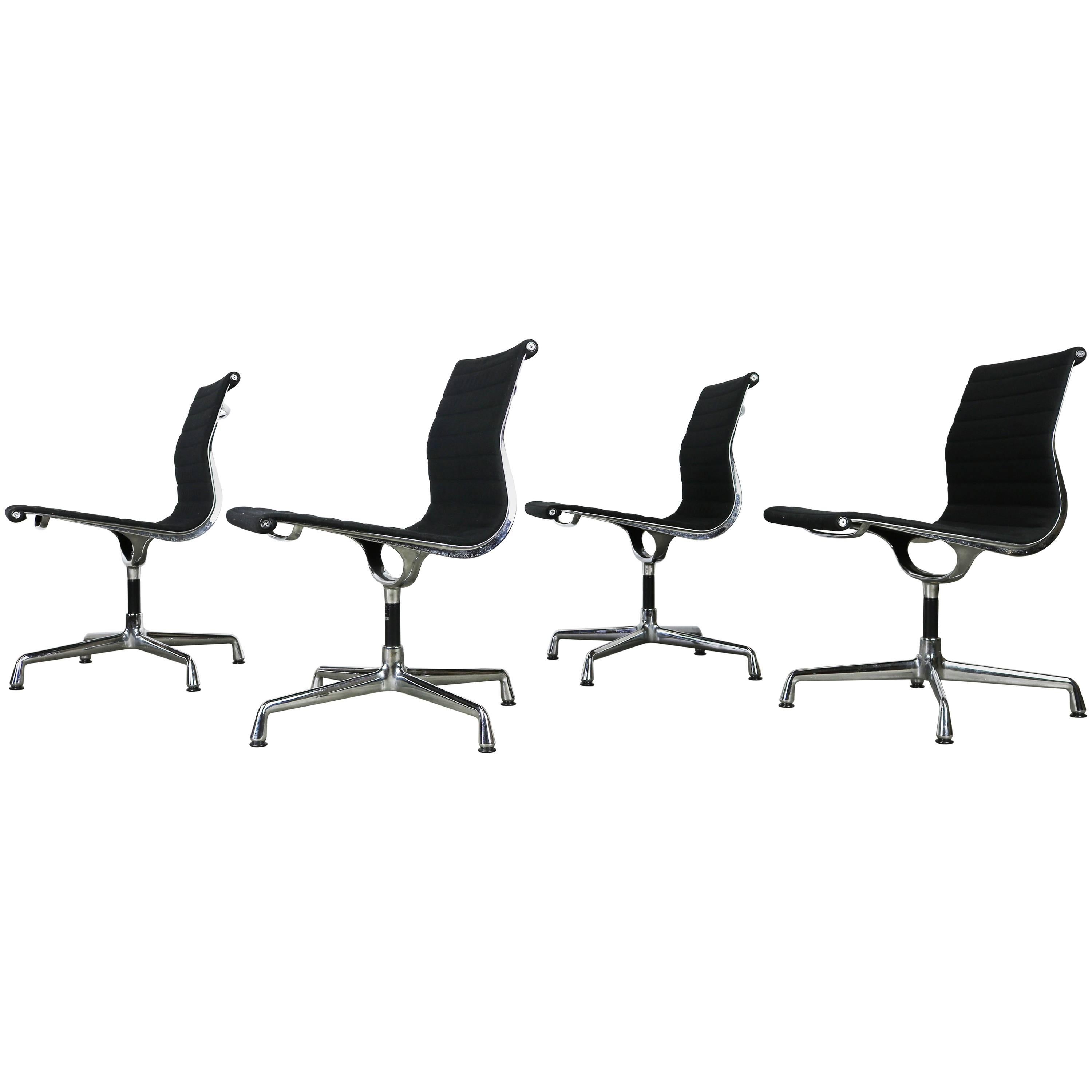 Four Vintage Swivel Charles and Ray Eames Chairs by Vitra Herman Miller Black
