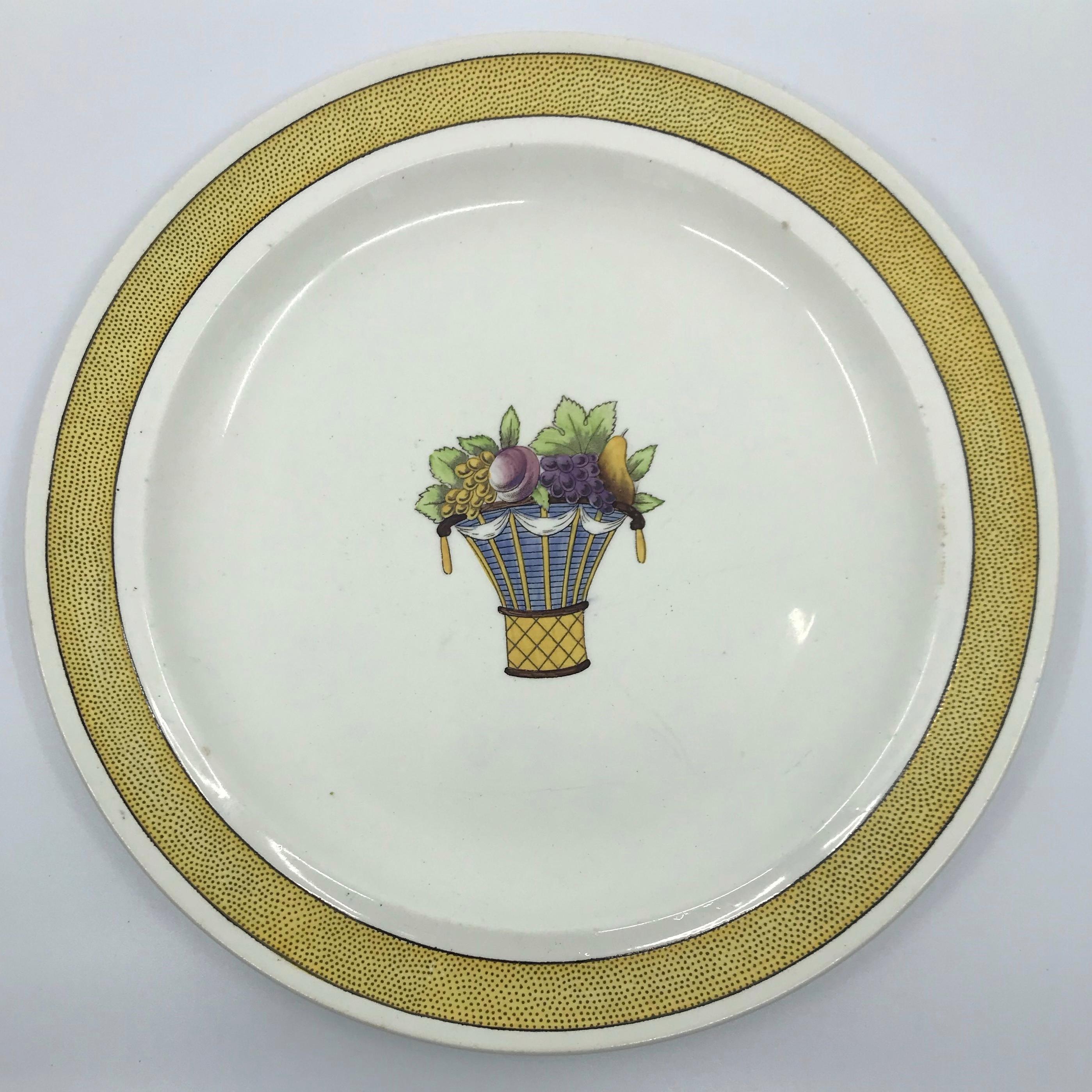 Four Vintage Wedgwood Directoire Pattern Yellow Creamware Plates 1
