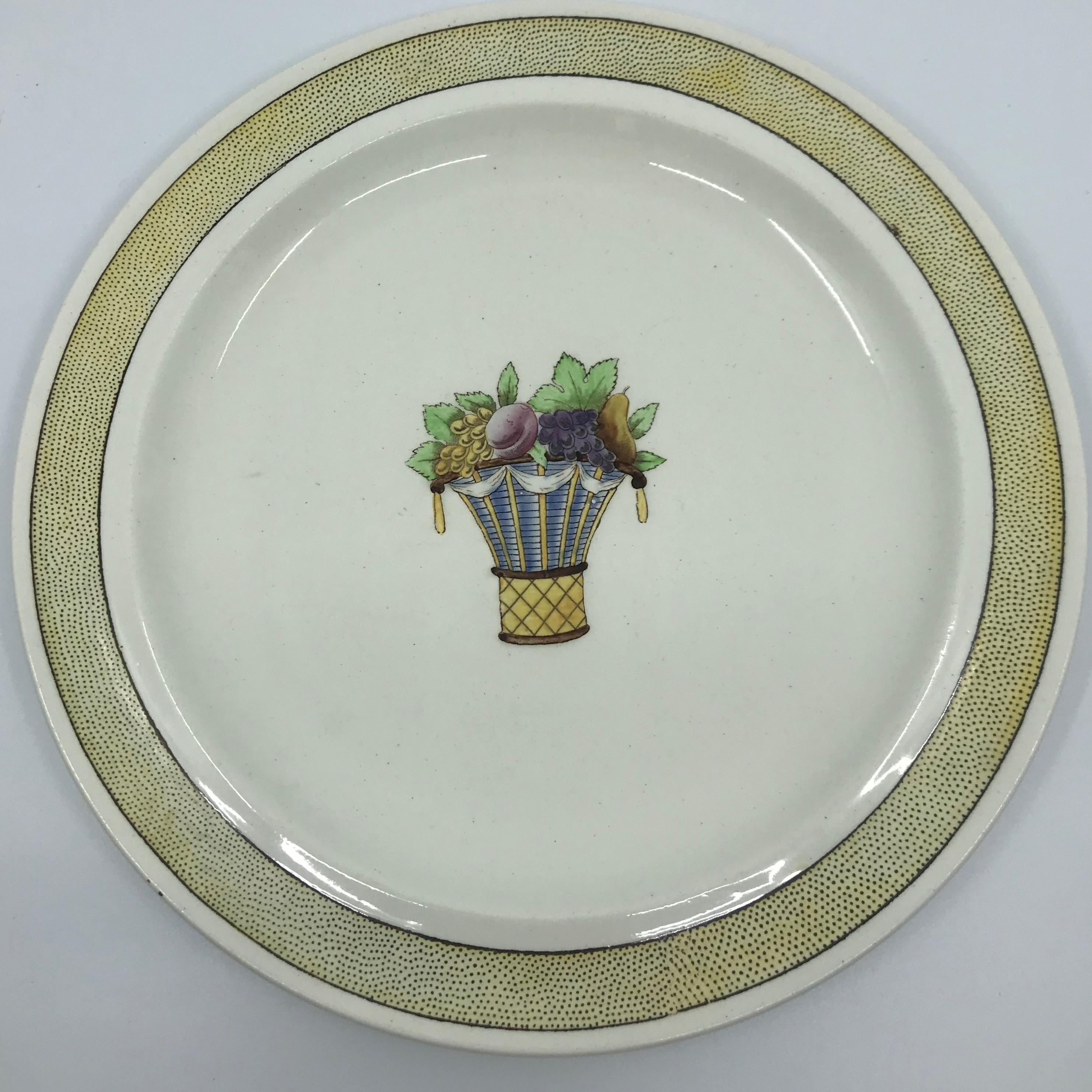 Four Vintage Wedgwood Directoire Pattern Yellow Creamware Plates 3
