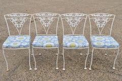 Four Vintage Woodard Chantilly Rose Wrought Iron Patio Garden Dining Chairs