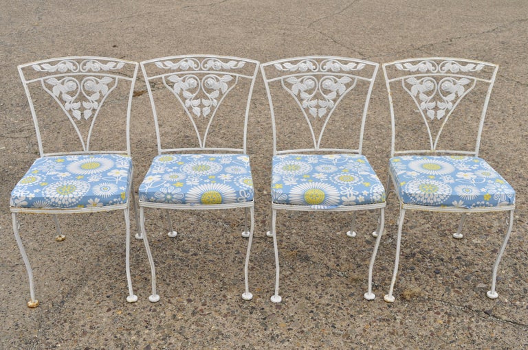 Four Vintage Woodard Chantilly Rose, Wrought Iron Garden Dining Chairs