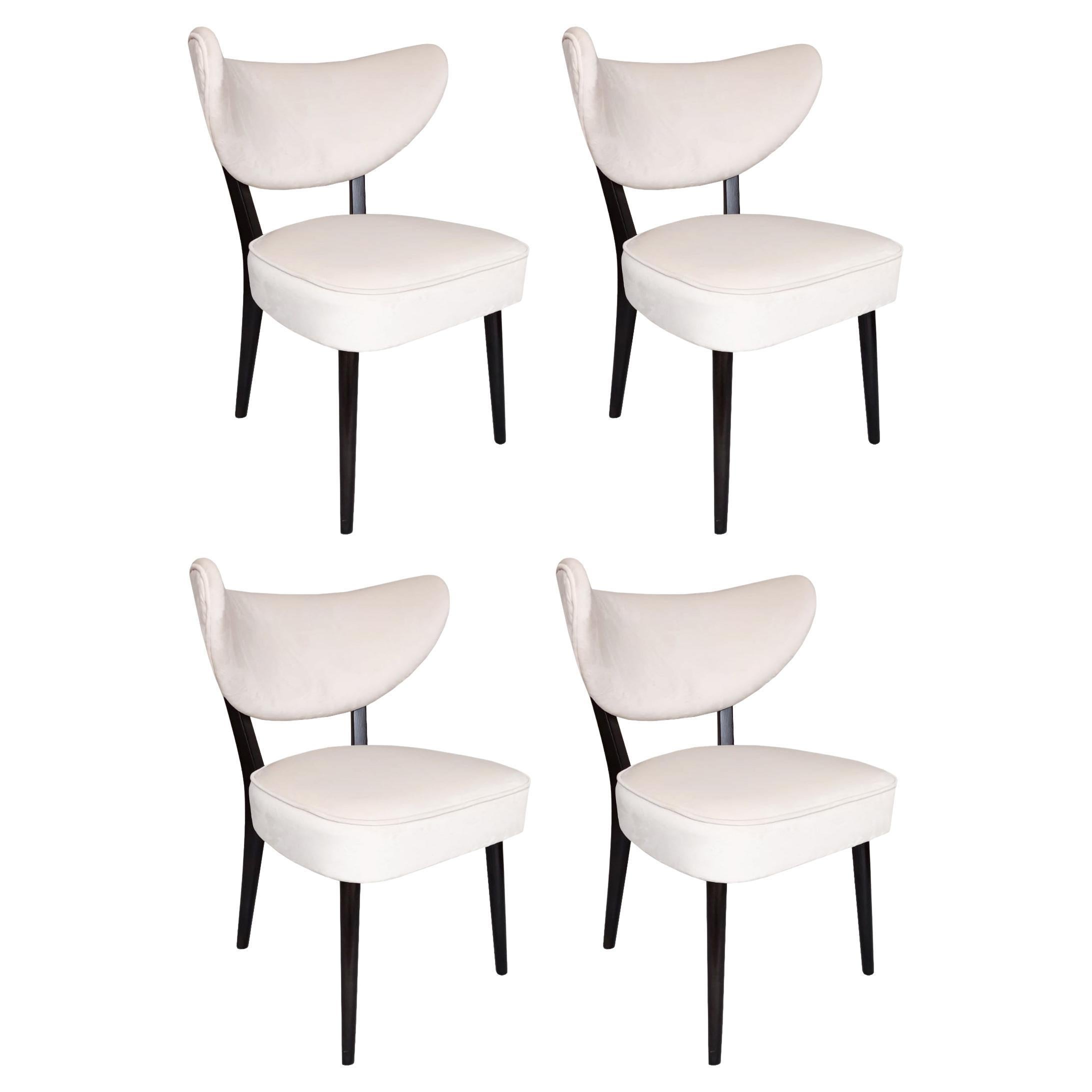 Four Vintola Dining Chairs, White Velvet Adamo and Eva by Dedar, Europe, Poland