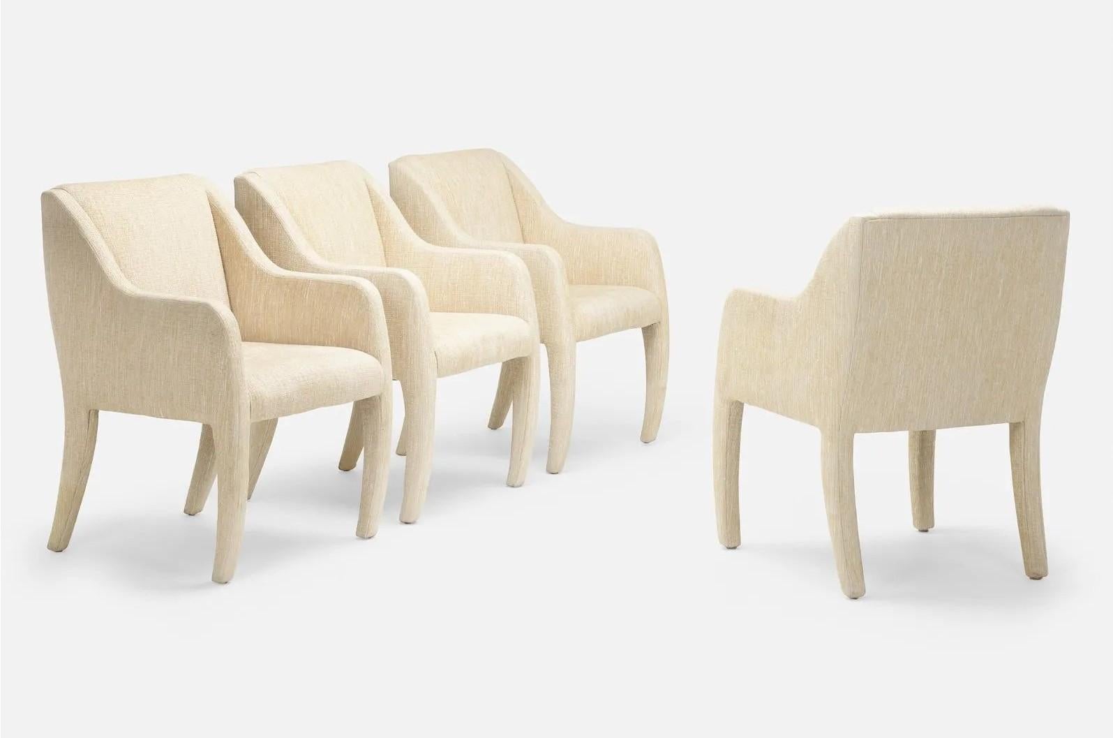 Set of four dining chairs by Directional. The chairs have the original upholstery and a nice sculptural design.