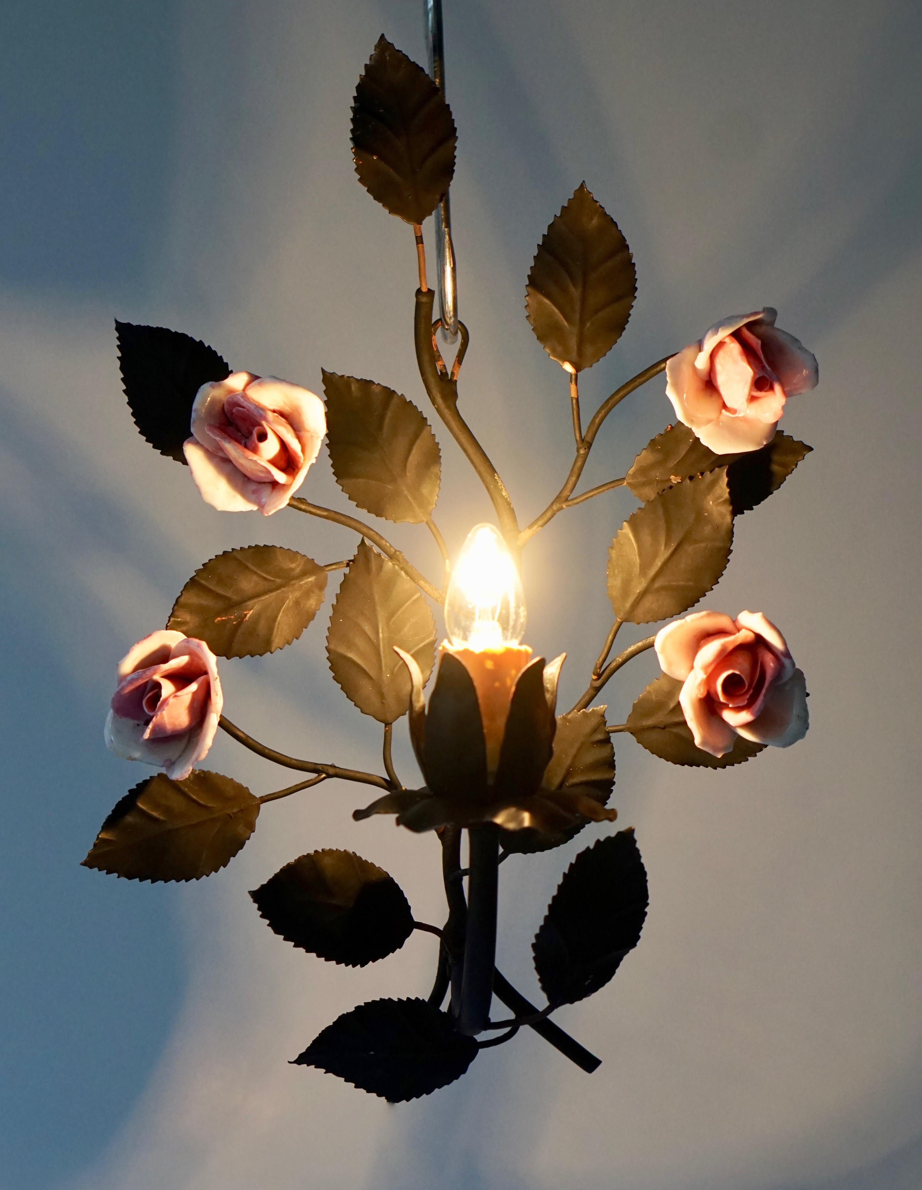 Four Wall Lights with Porcelain Flowers 2