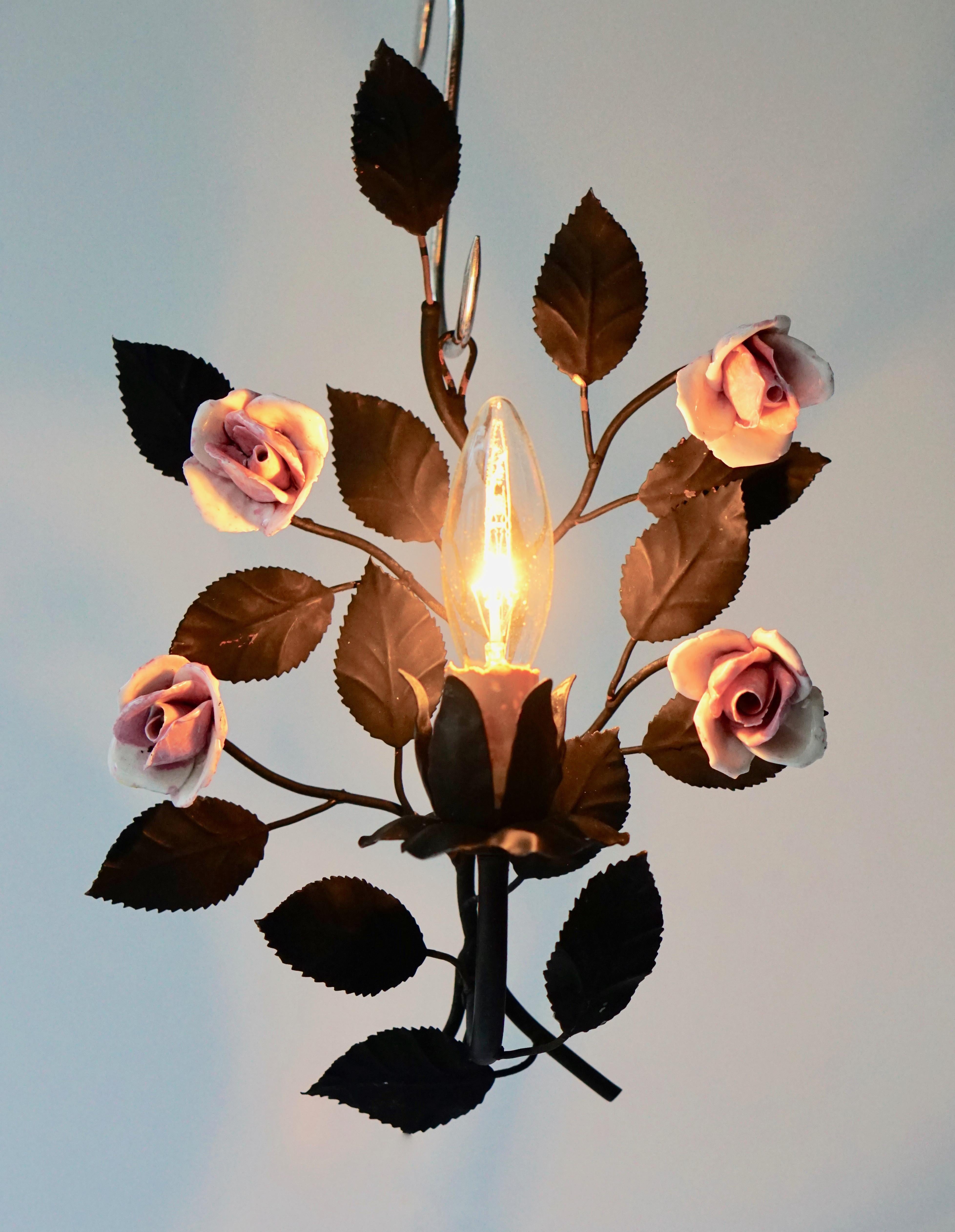Four Wall Lights with Porcelain Flowers 1