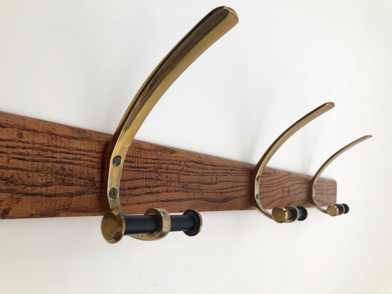 Four Wall Mounted Brass Coat Hooks by Hertha Baller from the 1950s