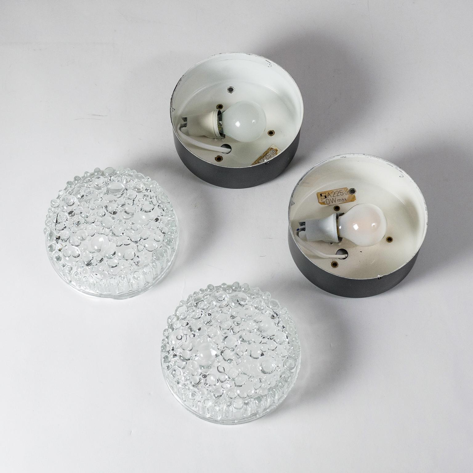 Four Wall or Ceiling Lights, 1960s, Bubble Glass In Good Condition In Vienna, AT