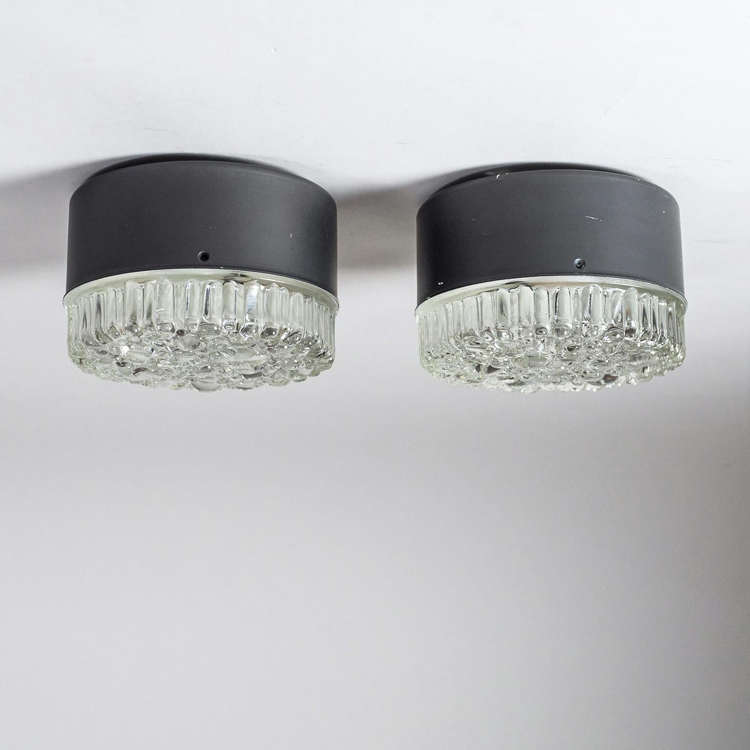 Mid-20th Century Four Wall or Ceiling Lights, 1960s, Bubble Glass For Sale
