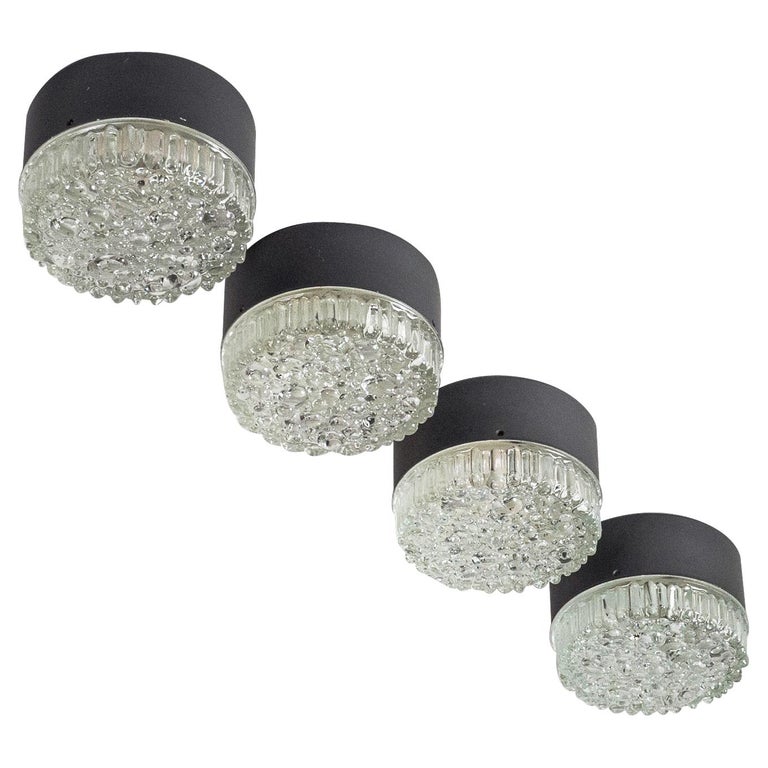 Four Wall or Ceiling Lights, 1960s, Bubble Glass For Sale