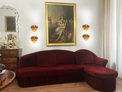 Four Wall Sconces Amber Murano Discs