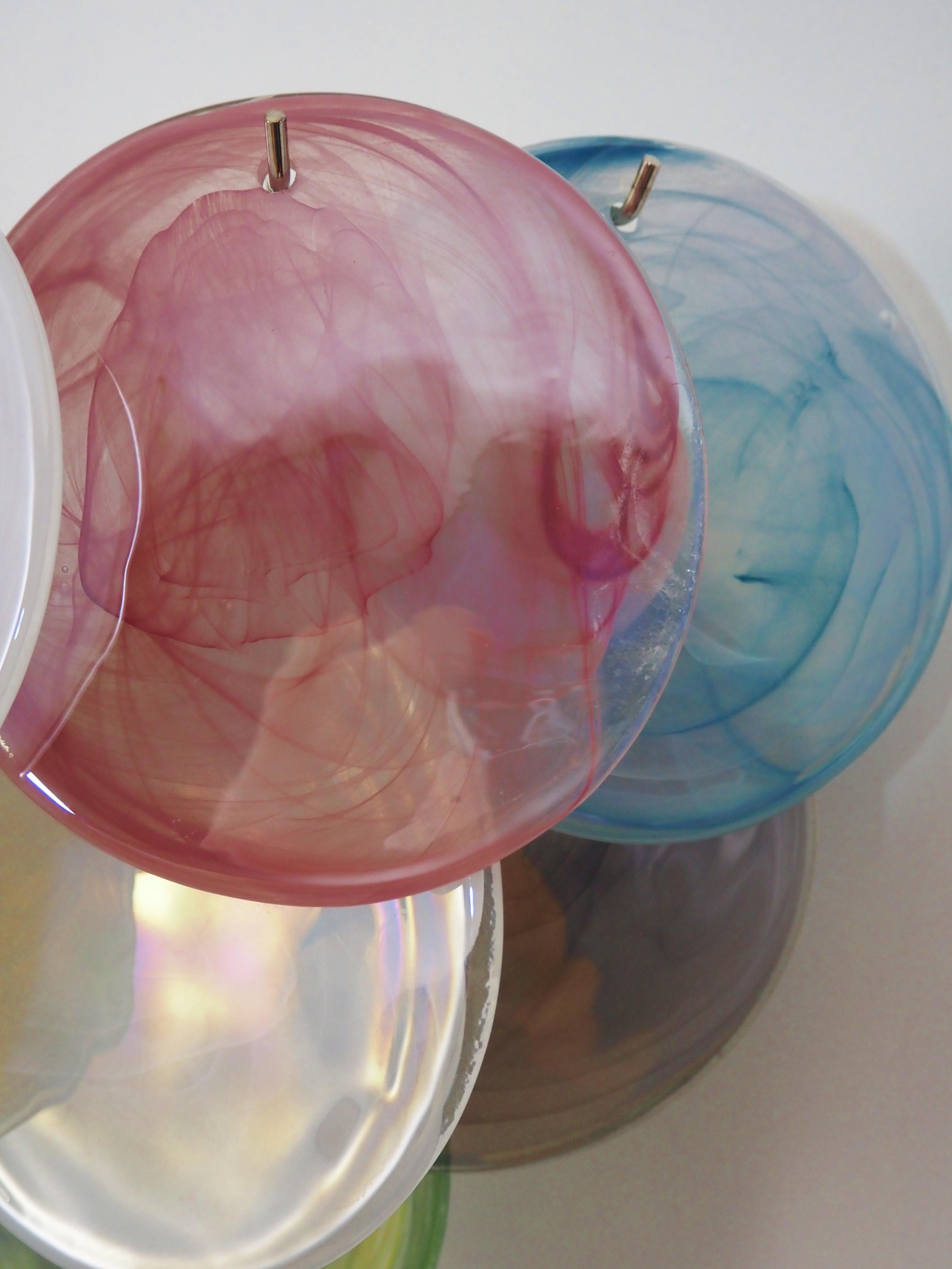 Cuatro apliques Discos de Murano Metal en venta