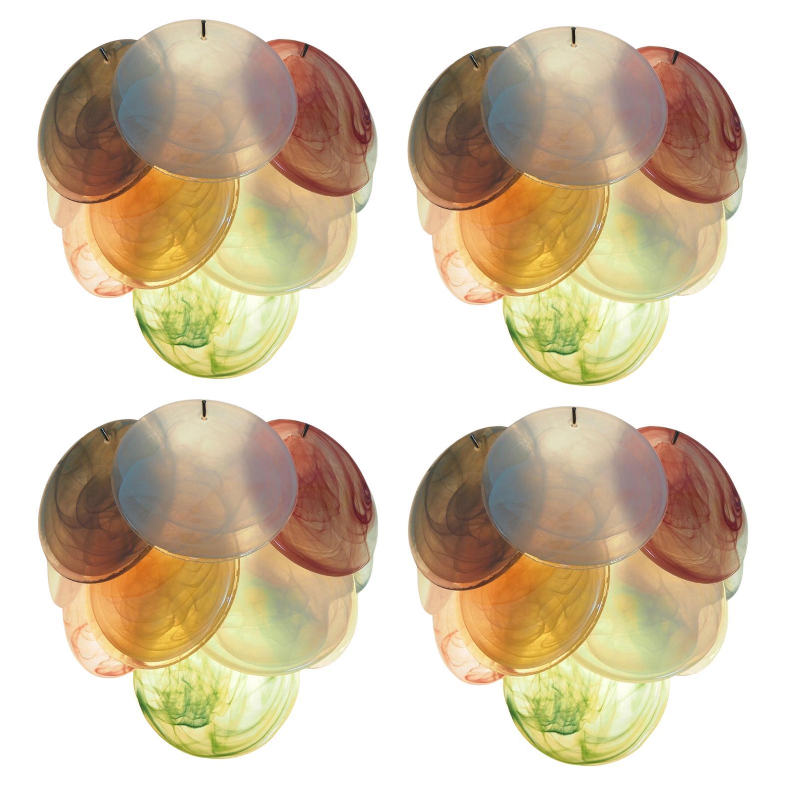 Four Wall Sconces Murano Discs
