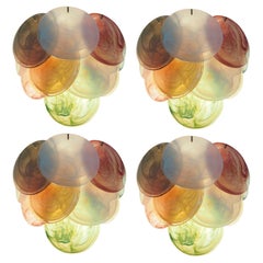 Vintage Four Wall Sconces Murano Discs