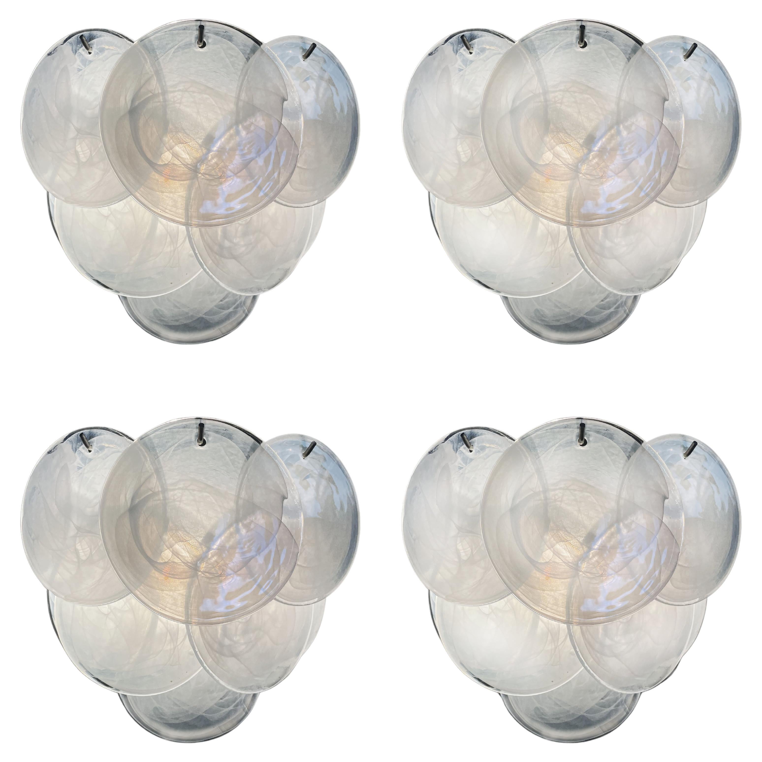 Four Wall Sconces Murano Discs For Sale