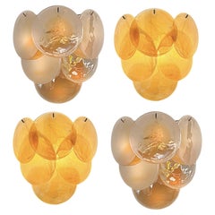 Four Wall Sconces Murano Discs