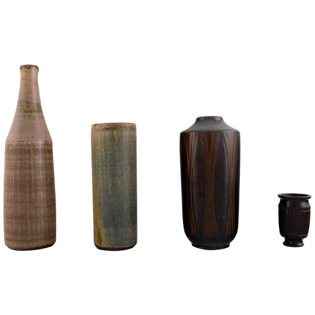 Four Wallåkra Vases in Glazed Ceramics, Swedish Design, 1960s