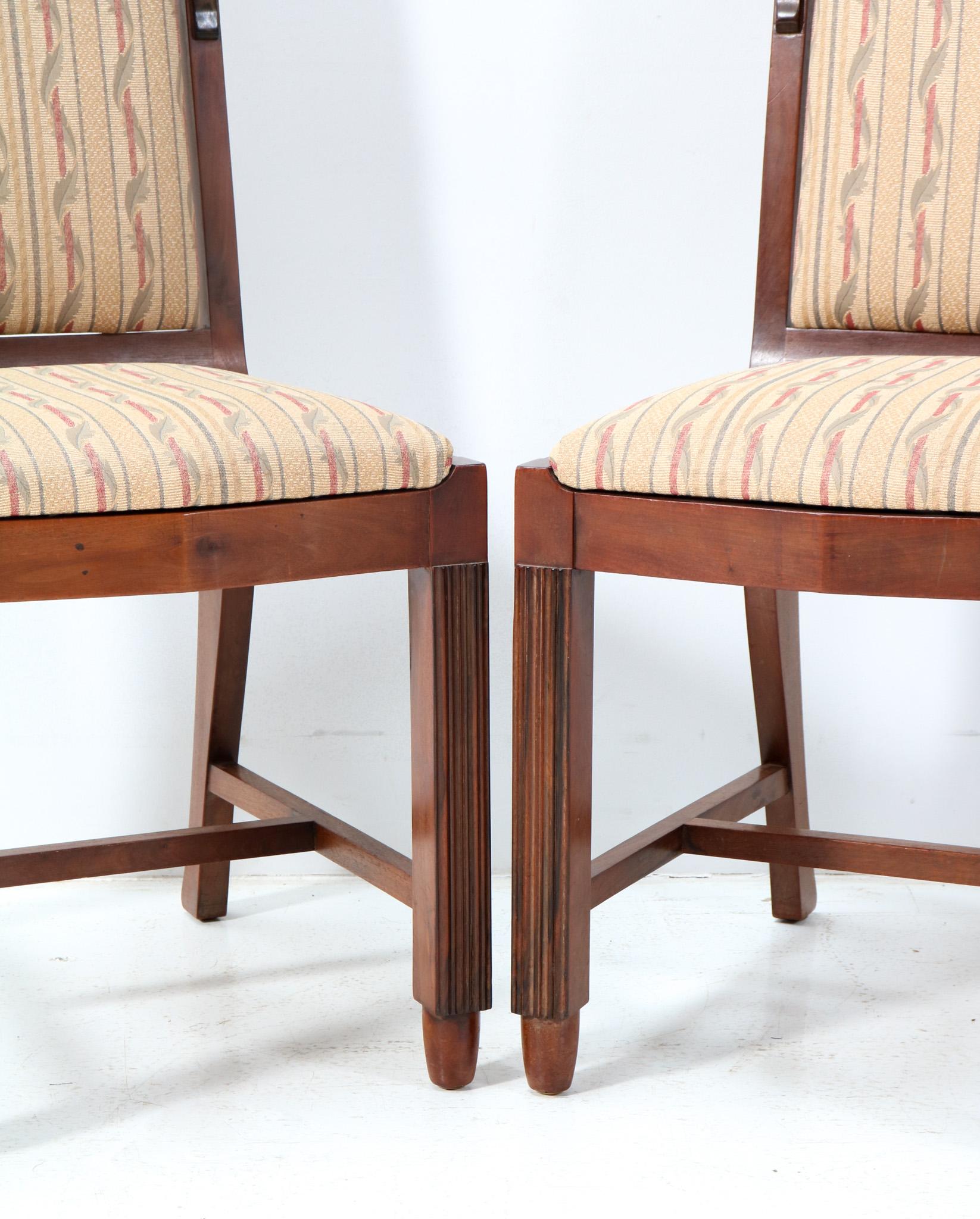 Four Walnut Art Deco Amsterdamse School Dining Room Chairs by Fa. Drilling, 1924 3