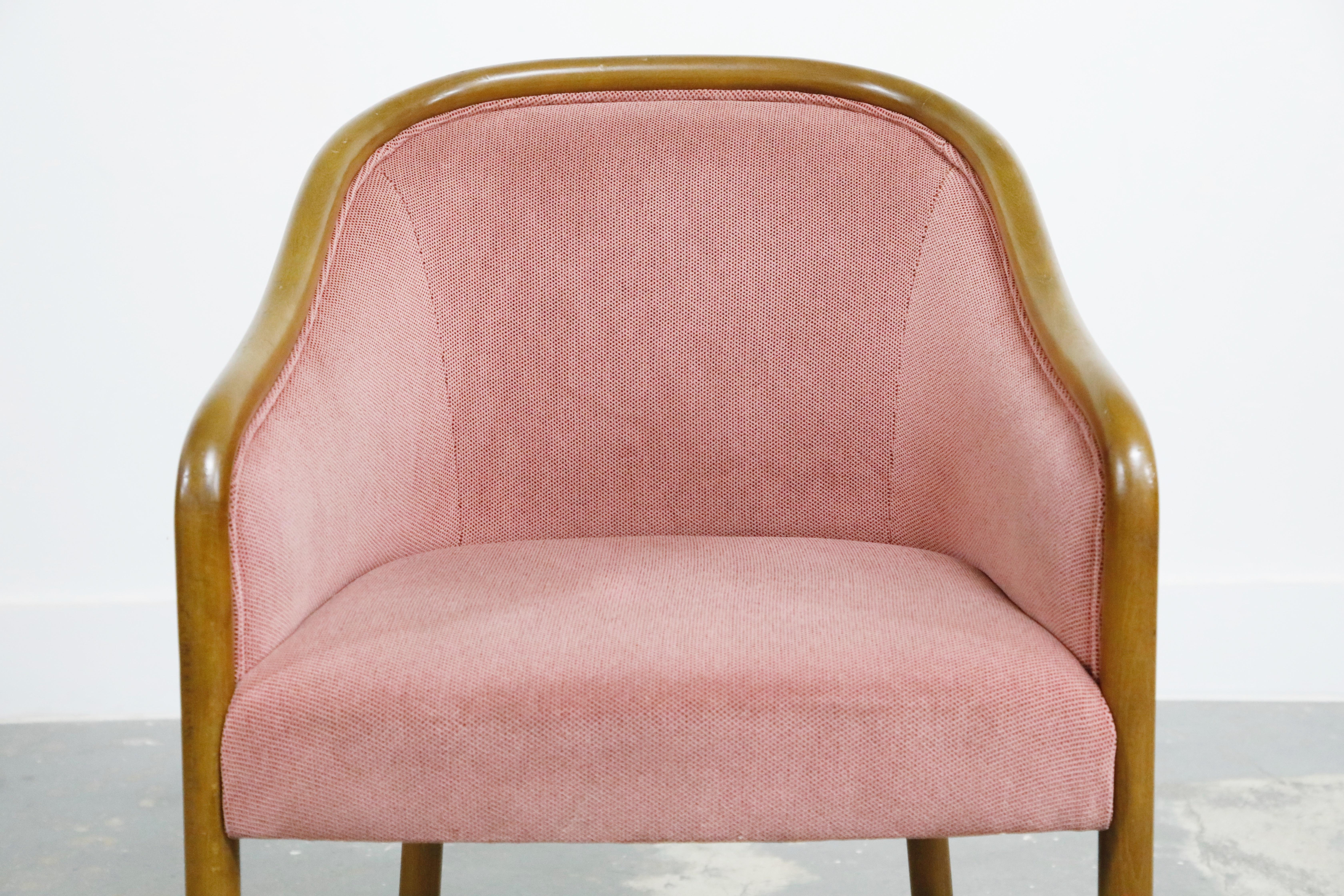 Four Ward Bennett for Brickell Associates Pink Velvet Dining Armchairs, c. 1970 4