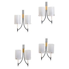 Vintage Four White Wall Lamps Attributed to Casey Fantin