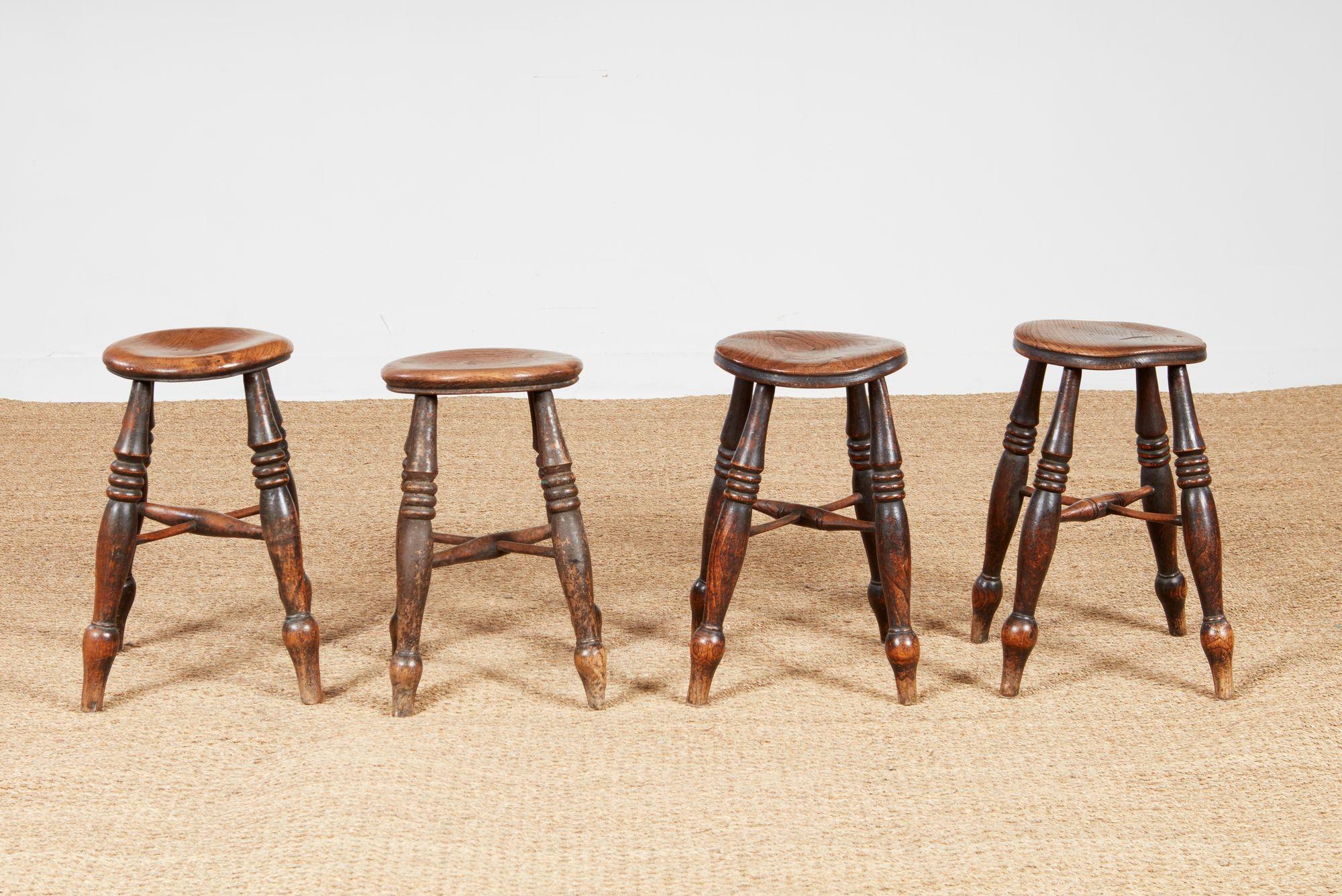 Rustic Four Windsor Dairy Stools For Sale