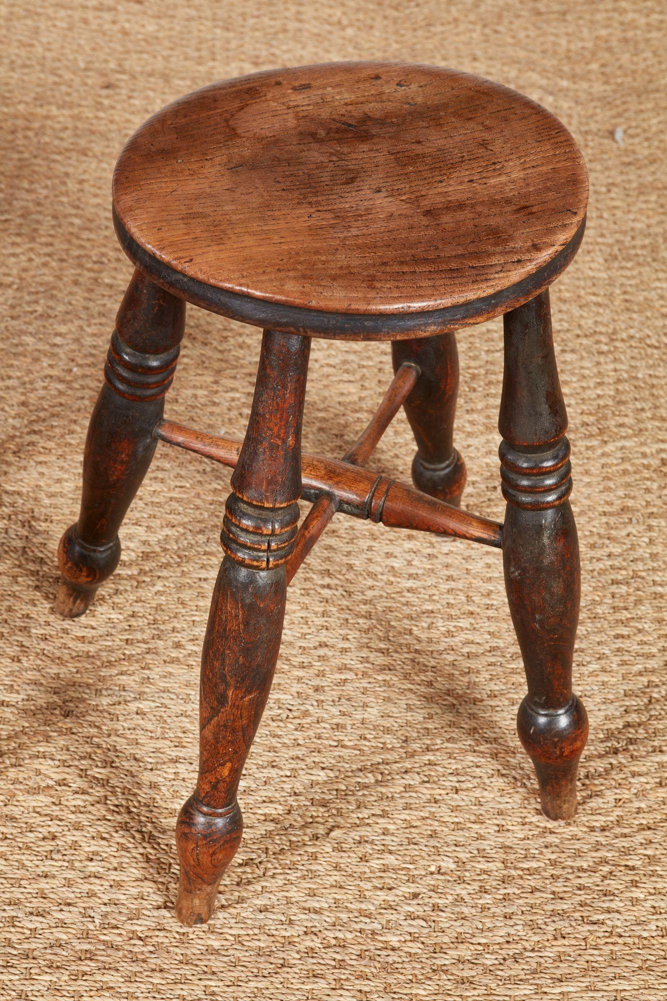 English Four Windsor Dairy Stools For Sale