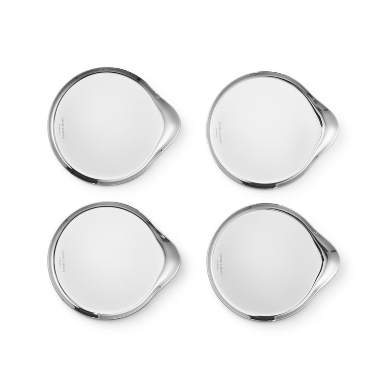 Modern Four Wine & Bar Coasters in Stainless Steel Mirror Finish by Georg Jensen For Sale