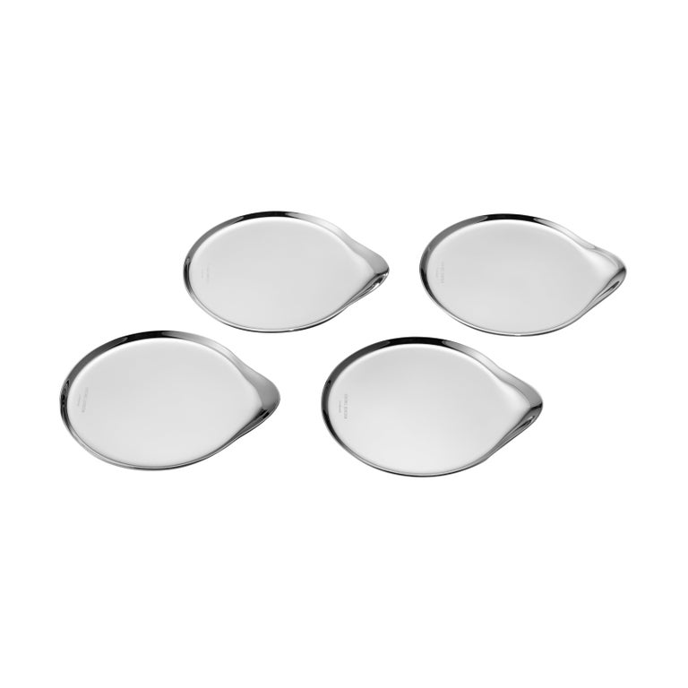 Four Wine & Bar Coasters in Stainless Steel Mirror Finish by Georg Jensen For Sale