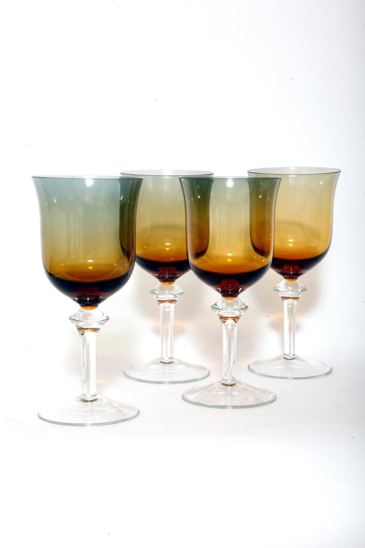 Hand-Carved Four Wine Glasses from the 