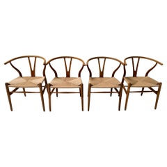Four Wishbone CH 24 Chairs by Hans J Wegner for Carl Hansen & Søn, 1950s