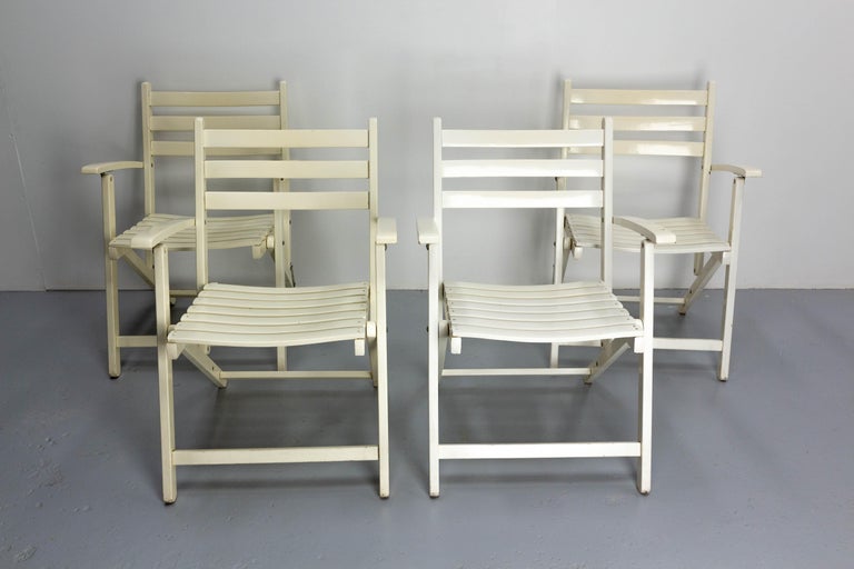 Four Wood Dining Folding Chairsgarden and Patio by Dejou For Sale at 1stDibs